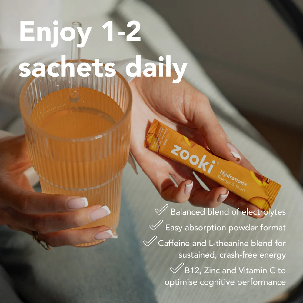 30x Zooki Electrolyte + Energy and Focus Peach Flavour