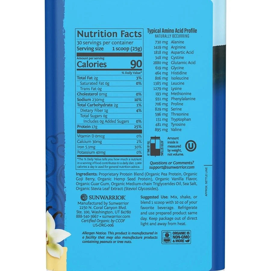 sunwarrior Vanilla Protein 750gr